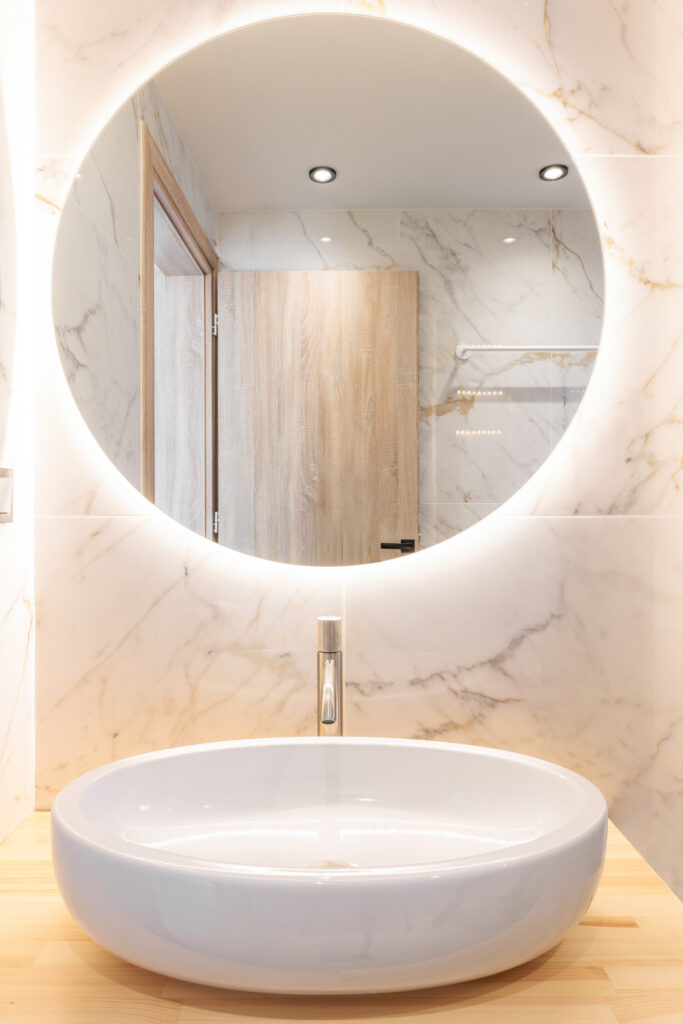 mirror with lights - villas bathroom